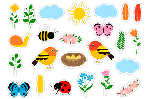 Spring Stickers Printable PNG