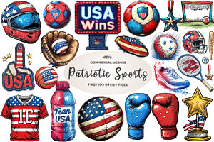 Patriotic Sports Elements Clipart, an Illustration by CreationArt
