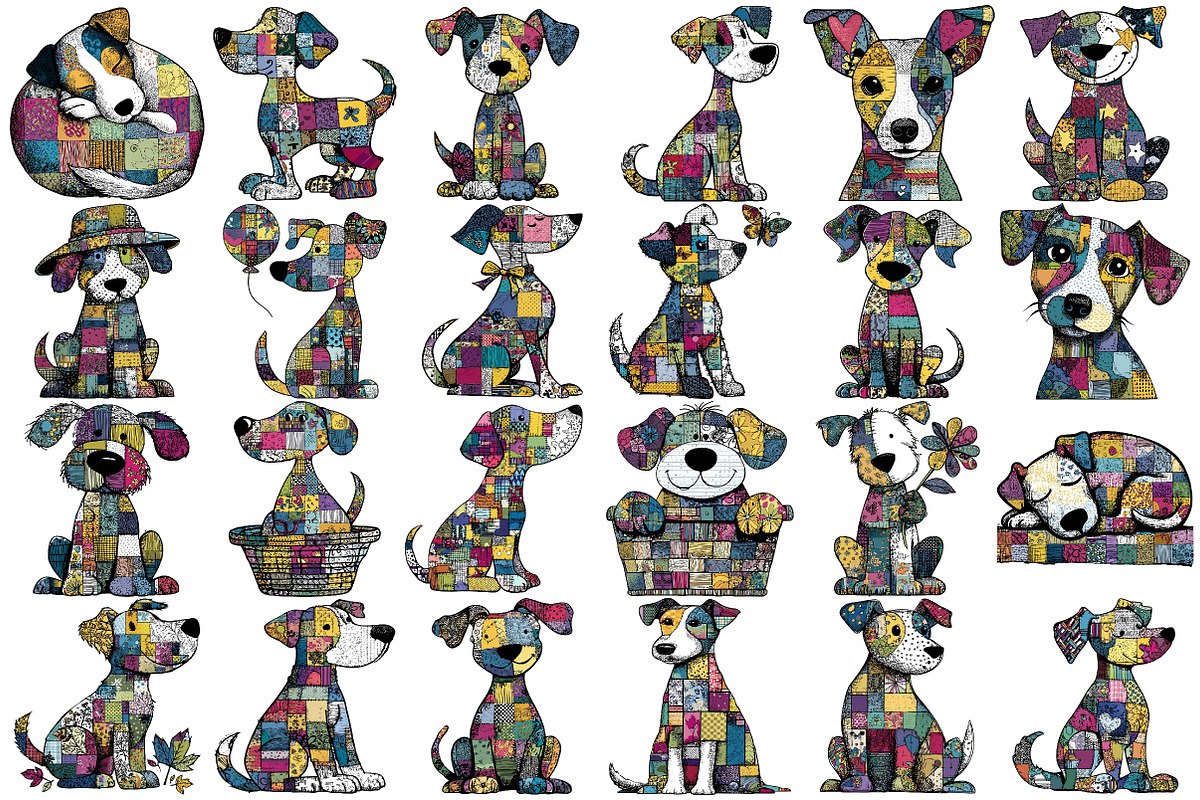 Colorful Patchwork Dog Clipart, an Illustration by Pixels.Craft (Photo 5 of 6)