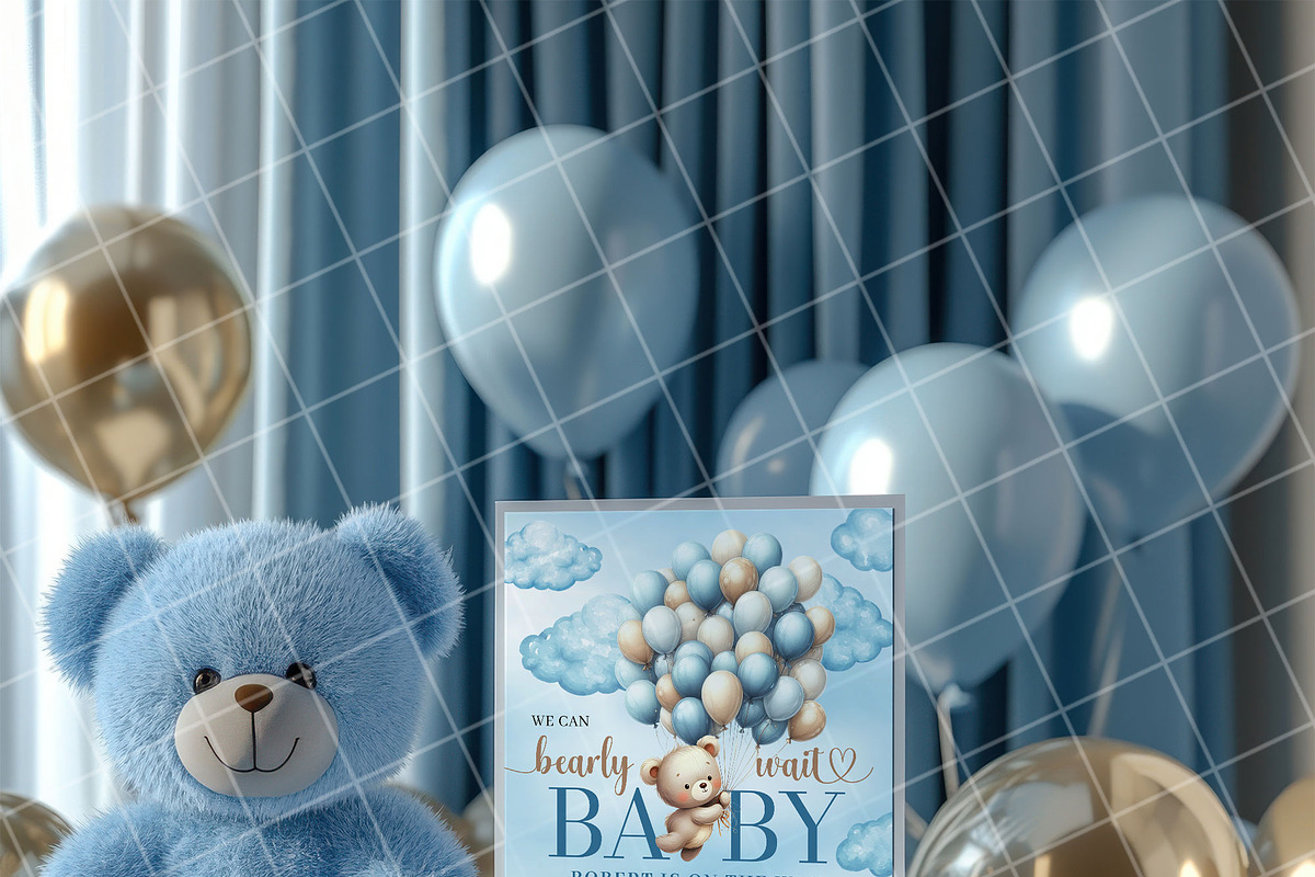 Boy baby shower invitation mockup PS, an Advertising Mockup by Blush Roses Print (Photo 2 of 8)