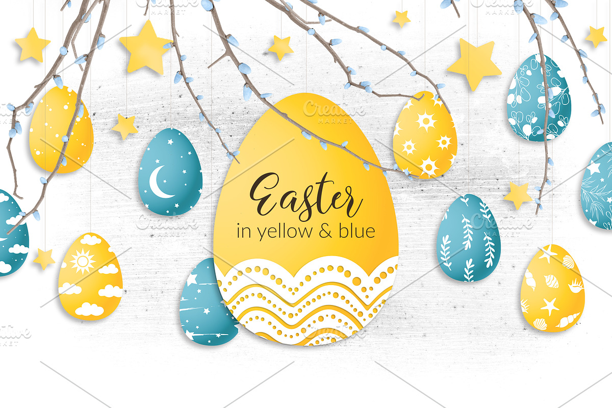 Easter in yellow & blue, a Graphic by NKTN graphics (Photo 1 of 7)