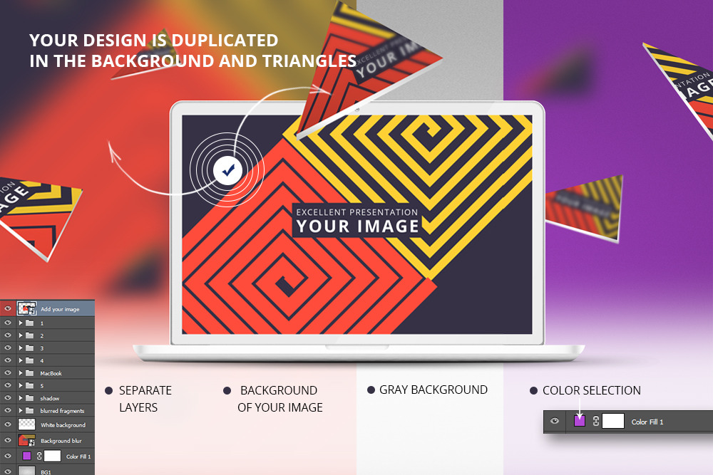 Macbook Mock Up triangles, a Mac Mockup by shaman