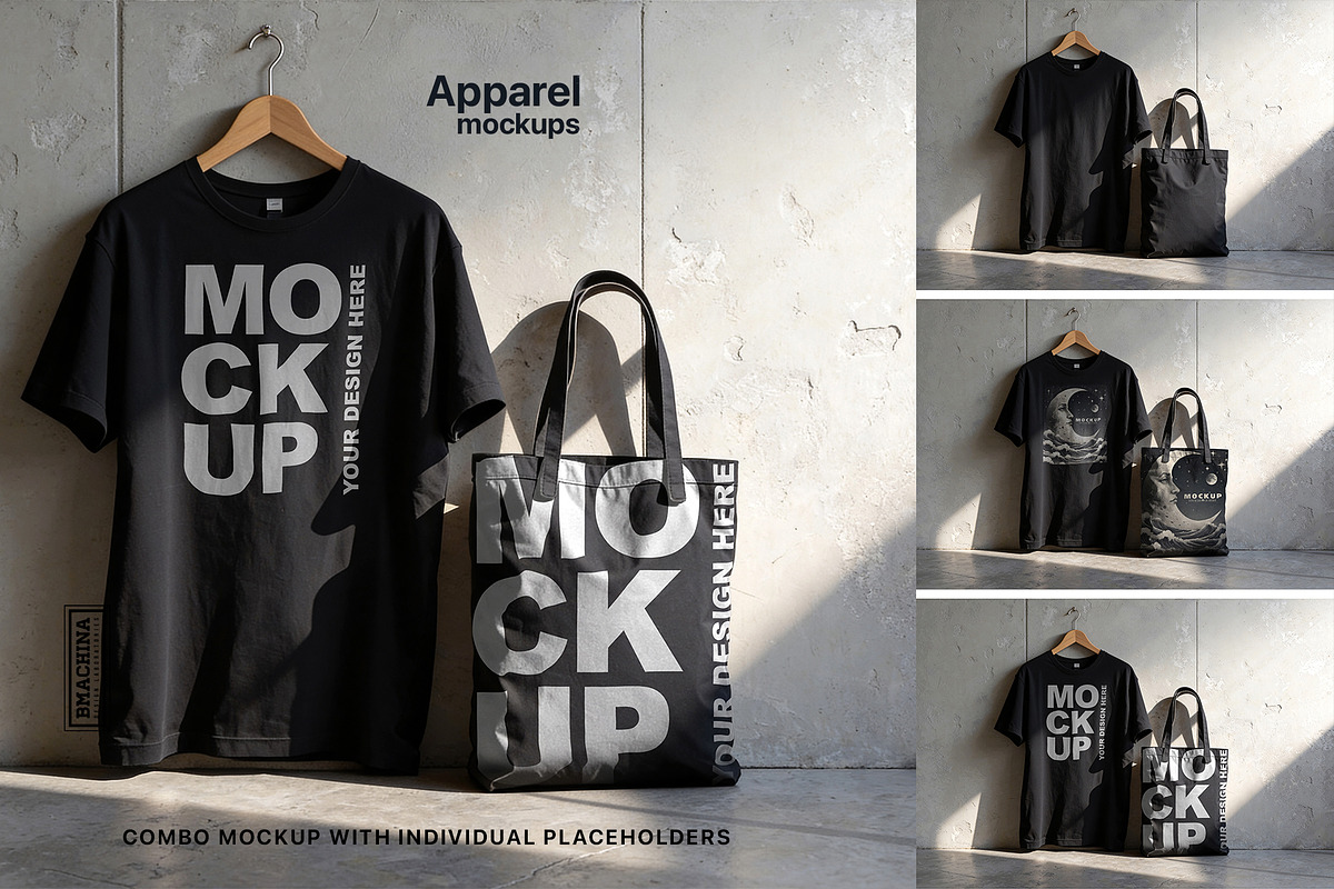 T-Shirt & Tote Bag Mockups Vol. 2, a Shirt Mockup by BMACHINA Labs. (Photo 3 of 6)