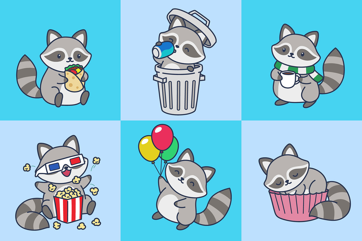 Cute Raccoon Cartoon Illustration, an Animal Illustration by Rafiart26