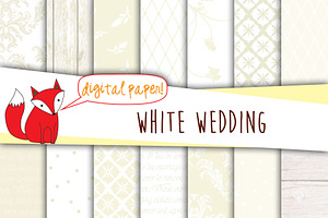White Wedding Digital Paper Pack