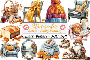 Autumn Chilly Morning Clipart, an Illustration by DreamCafeArt