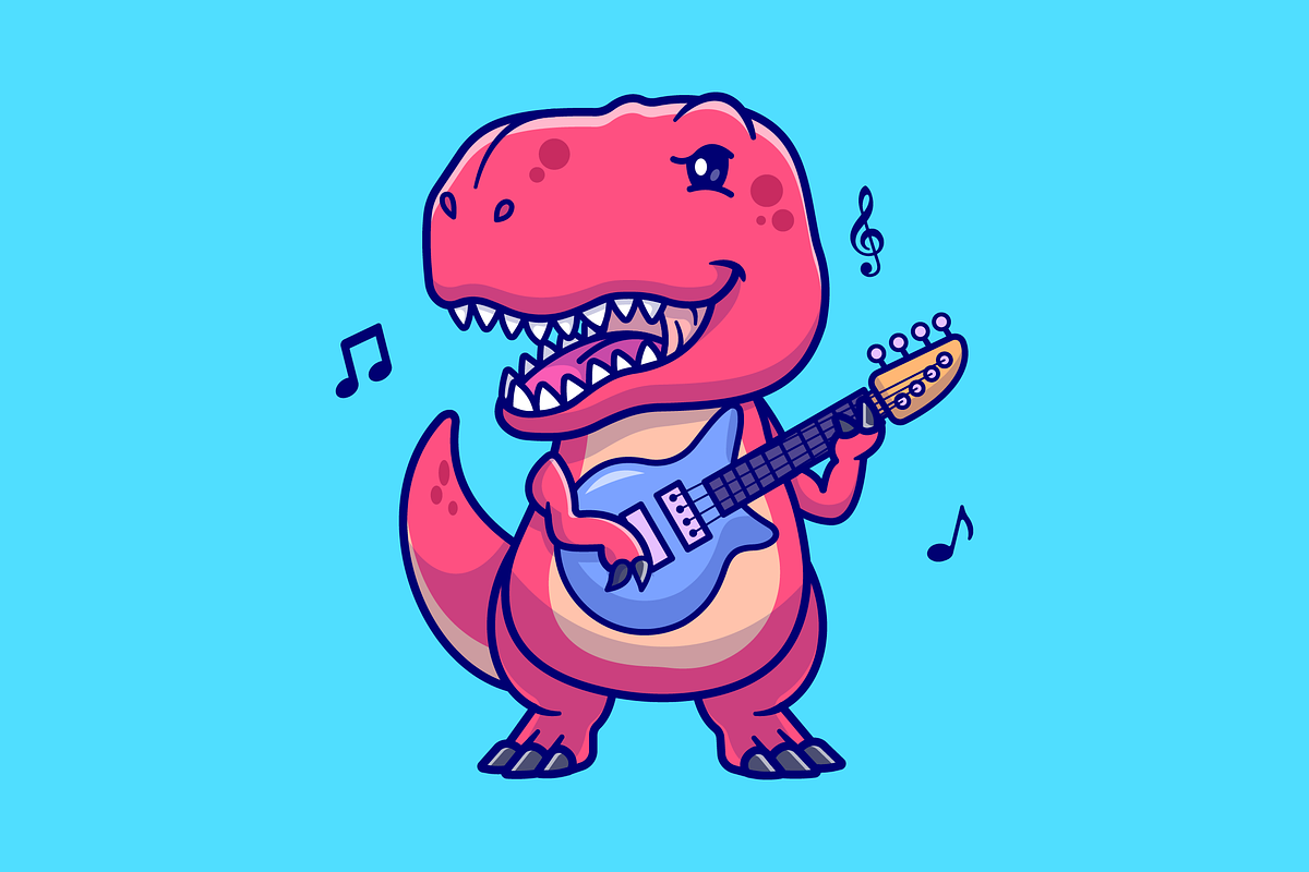Cute Dino T-Rex Playing Guitar Music, an Animal Illustration by Catalyst Labs (Photo 2 of 3)