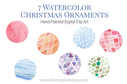 Watercolor Christmas Ornaments