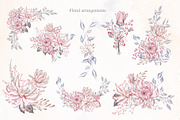 Dusty pink watercolor floral set, a Graphic by TatiArti (Thumbnail 4 of 12)