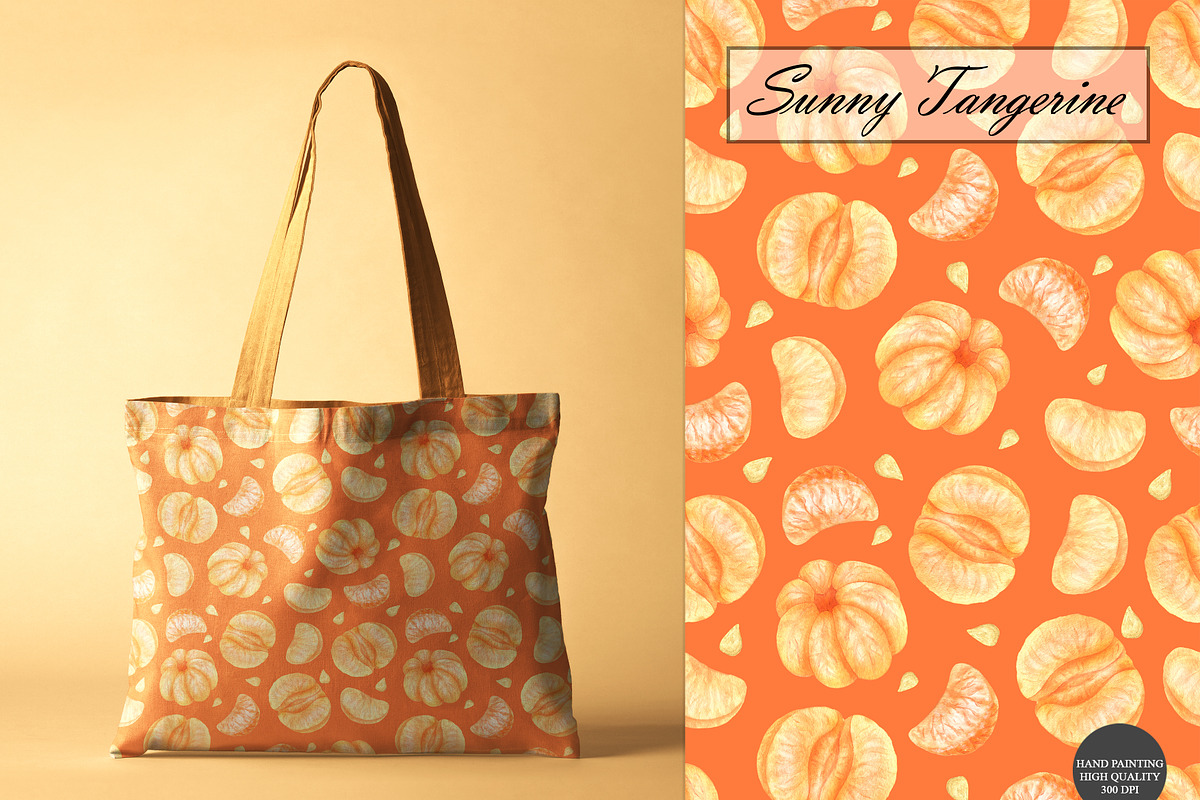 Tangerine Seamless Patterns, a Food Illustration by OlDm_Shop (Photo 7 of 10)