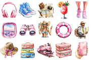 Girly Pink Summer Vacation Clipart, an Illustration by OK Design (Thumbnail 3 of 6)