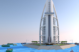 Low Poly Burj Al Arab Hotel Tower