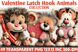 Valentine Latch Hook Animals Clipart, an Animal Illustration by RobertsArt