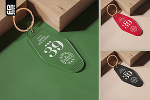 Keychain With Golden Ring Mockup