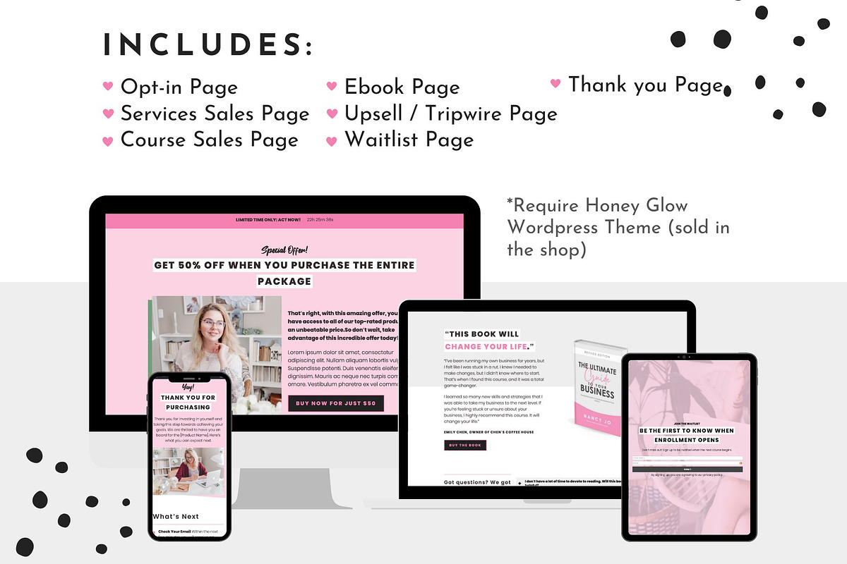 Pink Sales Funnel Templates Set, a WordPress Template by ltsdesigns (Photo 2 of 7)