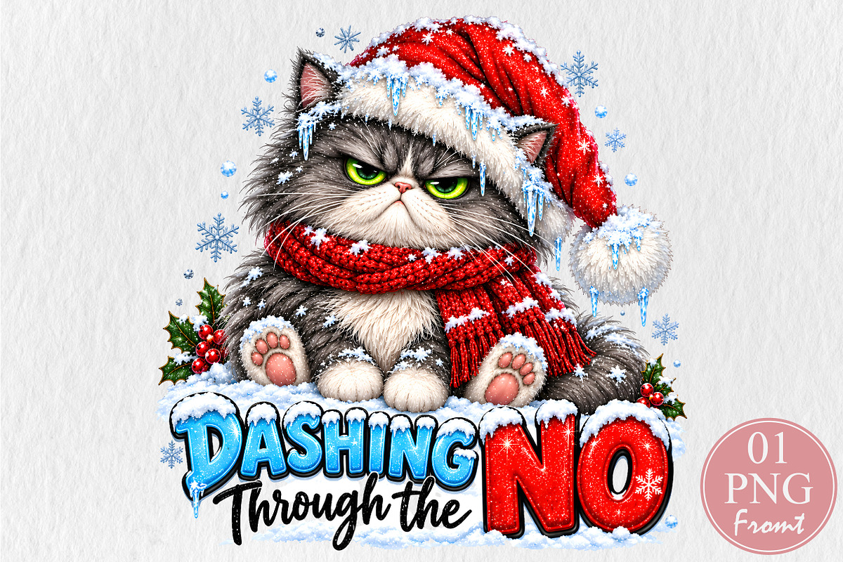 Dashing Through The NO Christmas Cat, a Seasonal Illustration by Rose Art (Photo 1 of 4)