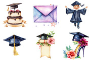 Watercolor Graduation Clipart Set, an Illustration by Libby Wishes (Thumbnail 3 of 7)