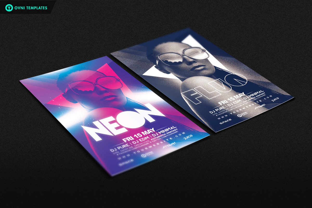 NEON Flyer Template, a Flyer Template by OVNI-TEMPLATES (Photo 3 of 4)