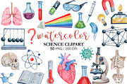 Watercolor Science Clipart, PNG, an Education Illustration by PatternPalette (Thumbnail 1 of 2)