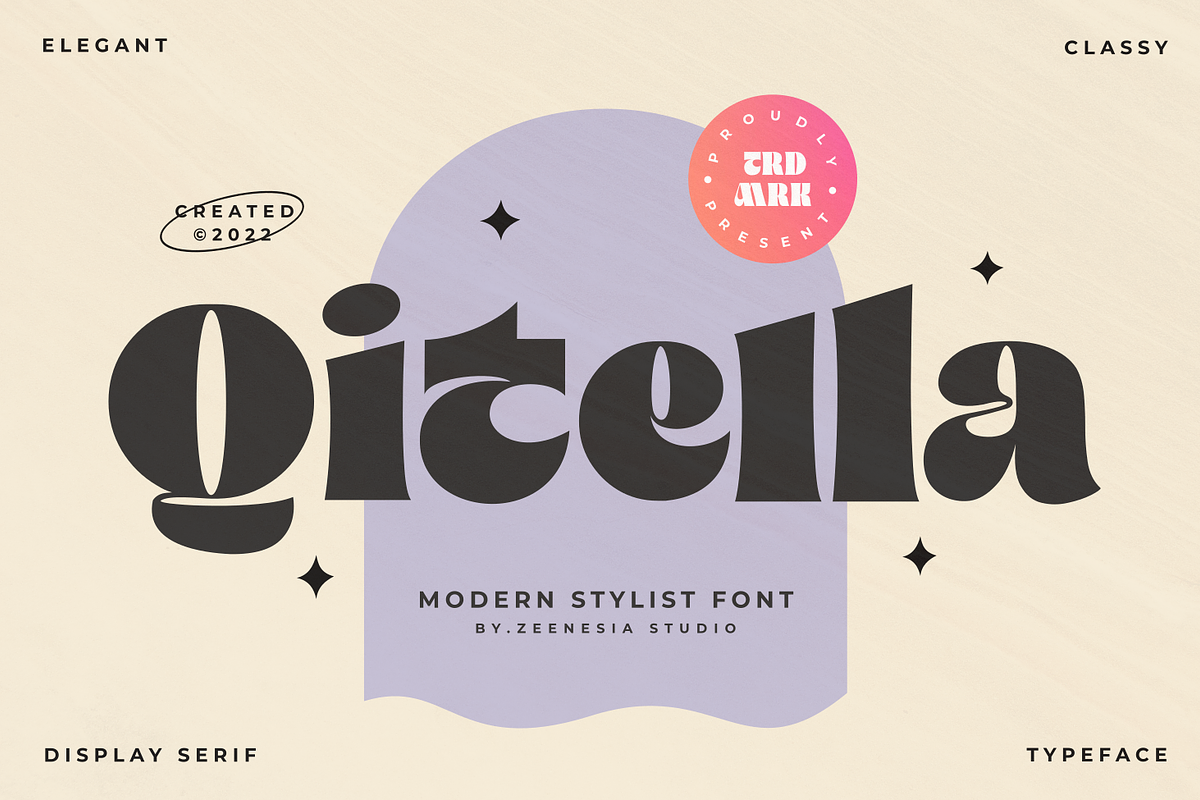 Qitella Modern Stylist Font, a Serif Font by zeenesia (Photo 1 of 15)