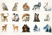 Watercolor Winter Woodland Clipart, an Illustration by Libby Wishes (Thumbnail 5 of 7)