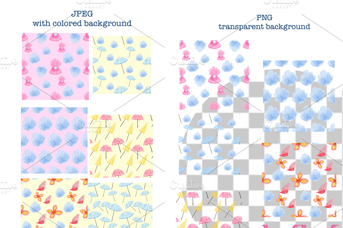 Summer Beach Seamless Pattern, a Decorative Illustration by Oleksandra Illustrates (Photo 3 of 11)