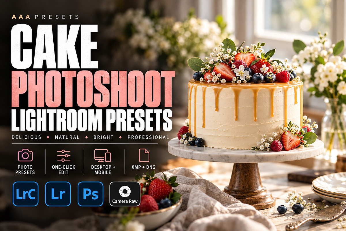 Cake Photoshoot Lightroom Presets, a Preset Add-On by AAA Presets (Photo 1 of 23)