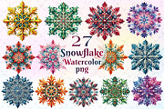Watercolor Snowflake Clipart Bundle, a Work Illustration by Dream Creation (Thumbnail 1 of 6)