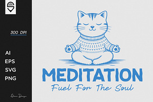 Cute Meditating Cat T-shirt Design, a Graphic by shaondesigns