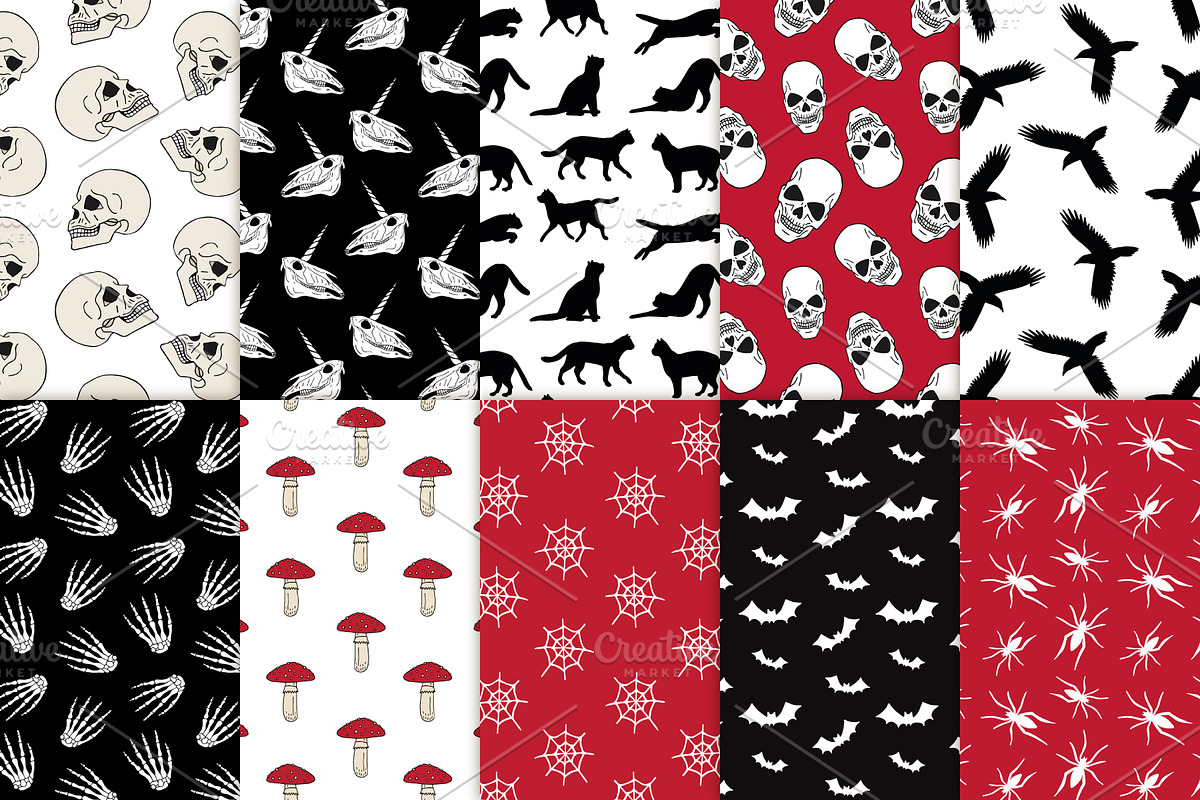 Halloween seamless patterns set, a Pattern Graphic by Swetsol (Photo 2 of 9)