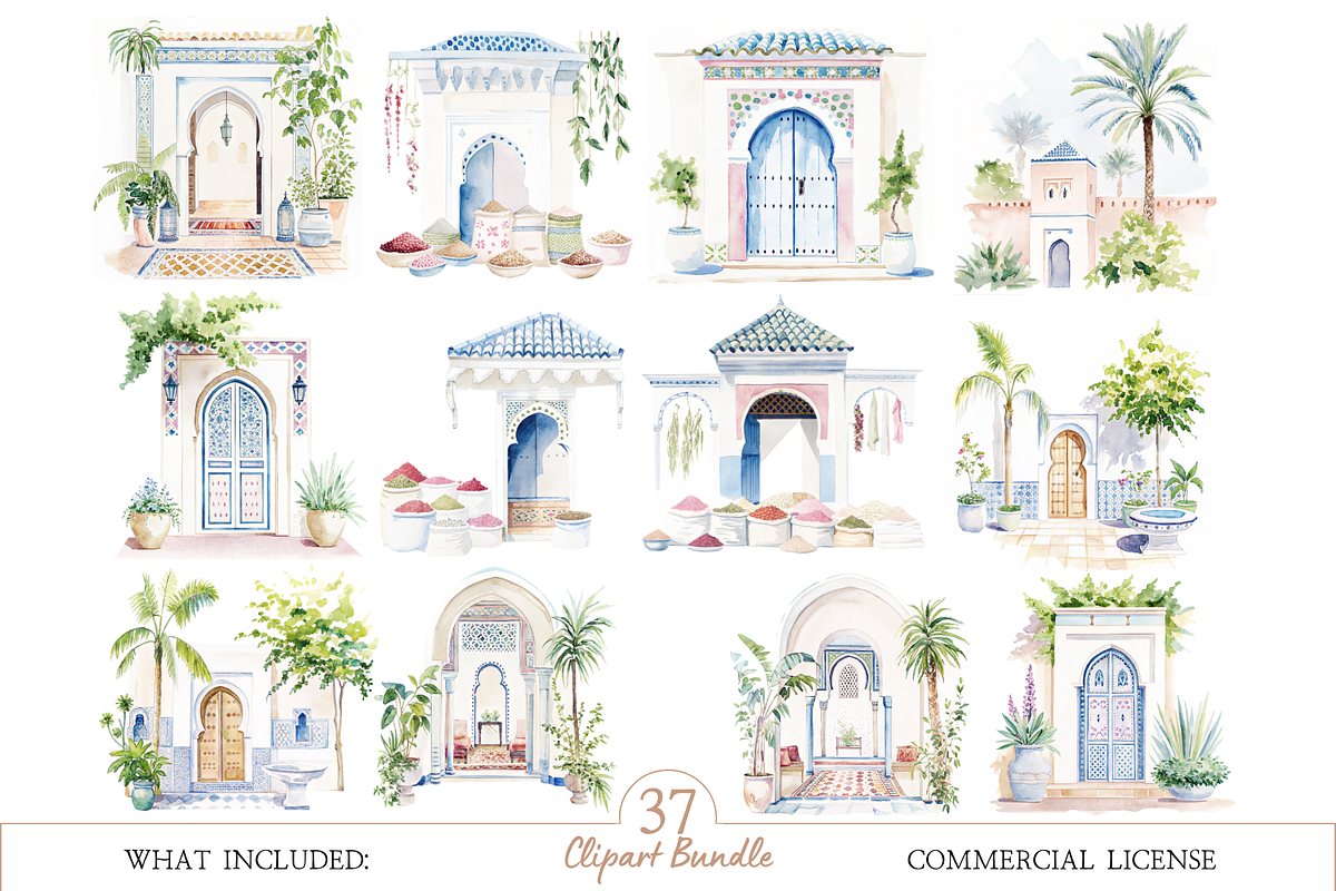Moroccan Aesthetic Summer Clipart, an Illustration by MockupWizard (Photo 2 of 6)