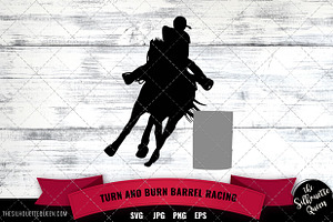 Turn And Burn Barrel Racing Vector