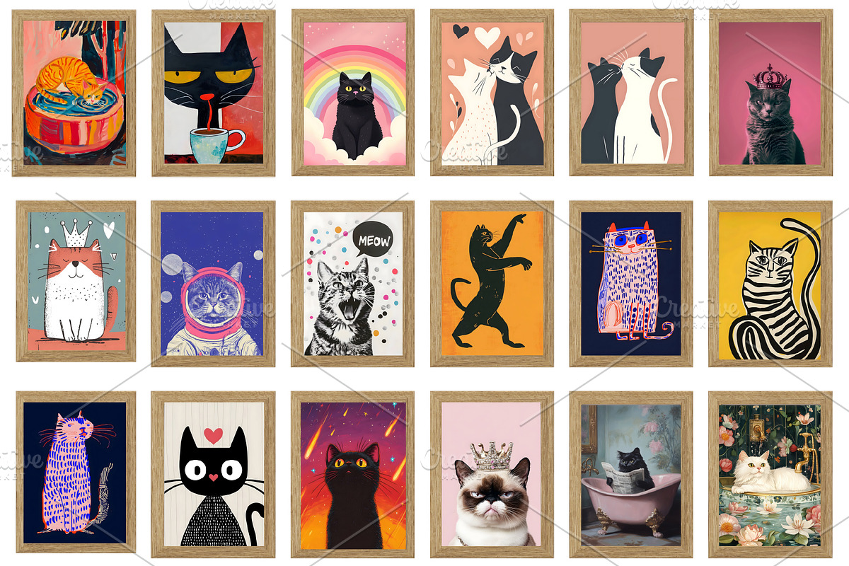 Cat Prints, Watercolor Cat Wall Art, an Animal Photo by Chipshpow Graphics (Photo 4 of 8)