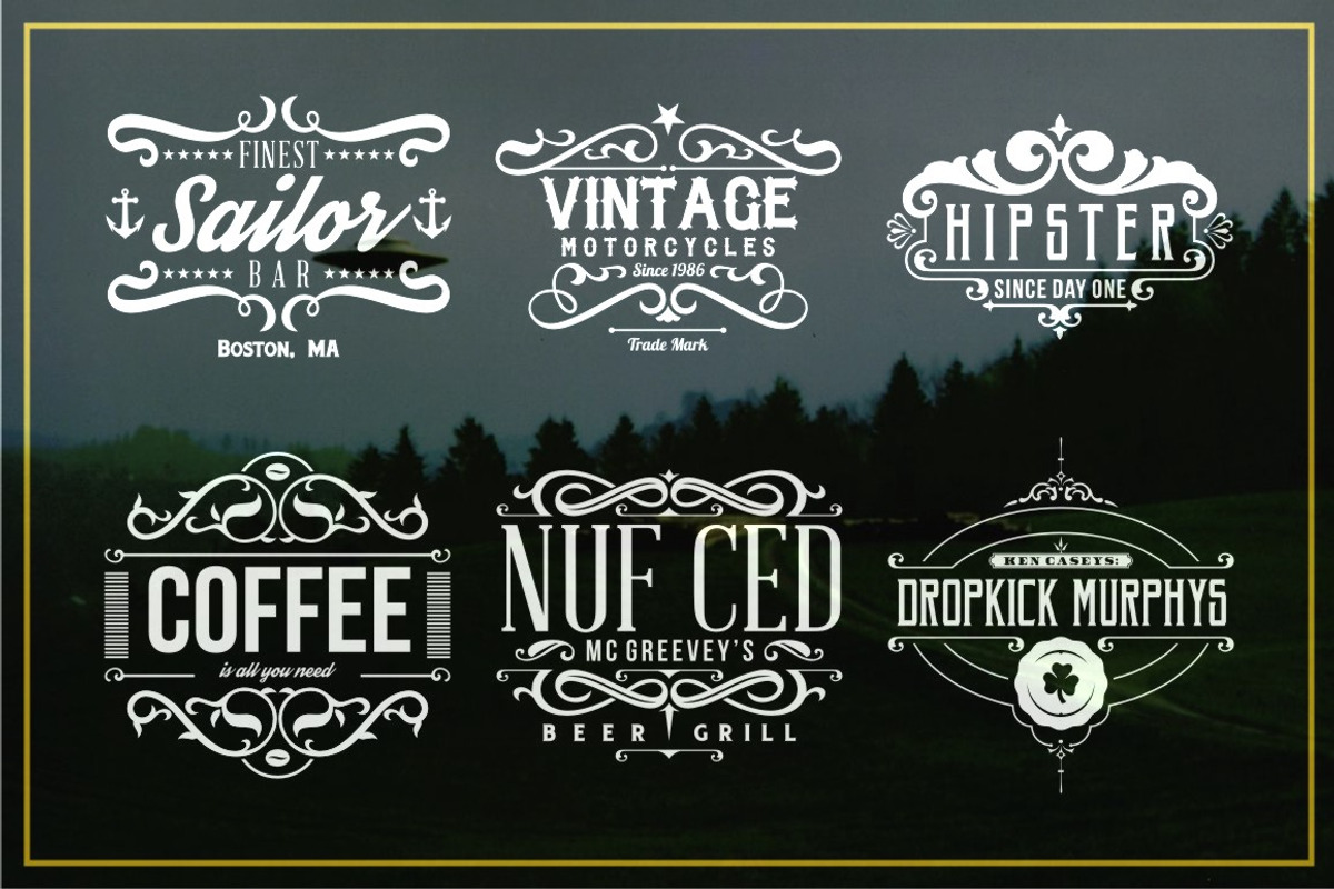 6 Ornamental Vector Labels preview 2