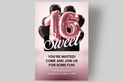 Sweet 16 Rose Gold and Black flyer, a Poster Template by Love Giftery (Thumbnail 1 of 2)
