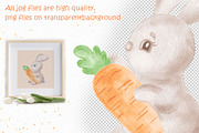 Cute bunny watercolor clipart set, an Illustration by susie-p-art (Thumbnail 3 of 16)