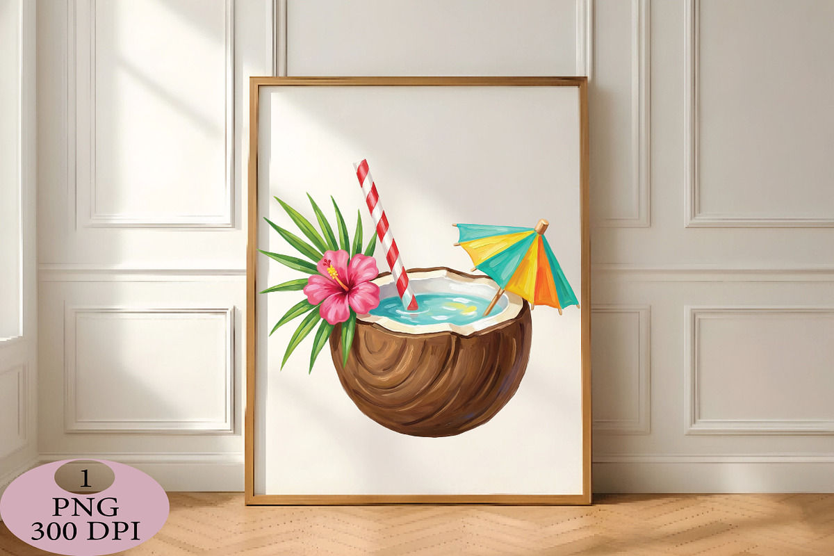 Fresh Coconut Drink, Summer Tropical, an Illustration by Daily.Designs (Photo 4 of 5)