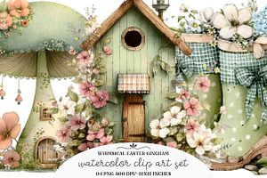 Whimsical Easter Gingham Clipart, an Illustration by GatewayDesign