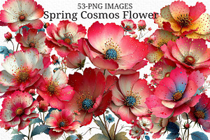 Spring Cosmos Flower Clipart Png, an Illustration by Craft Nest