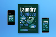 Flat Laundry Services Flyer Set, a Flyer Template by graphicook (Thumbnail 1 of 3)