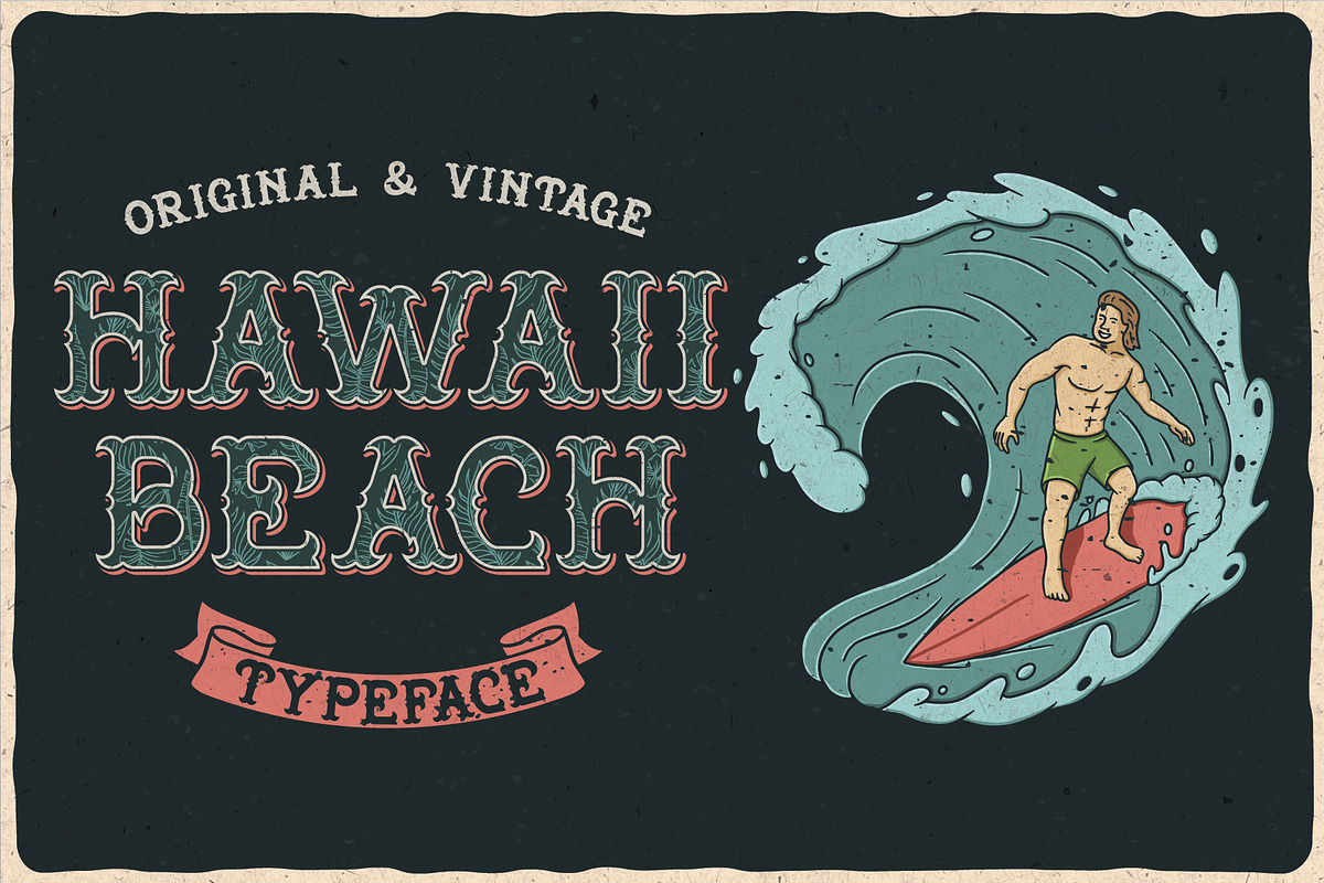 Hawaii Beach. Font & T-shirts preview 3