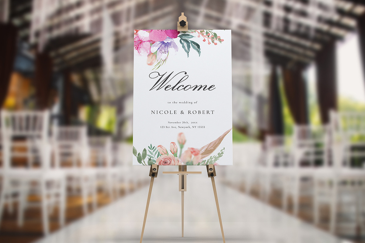 Welcome Sign Template Canva, an Invitation Template by ShineOnWedding (Photo 6 of 9)
