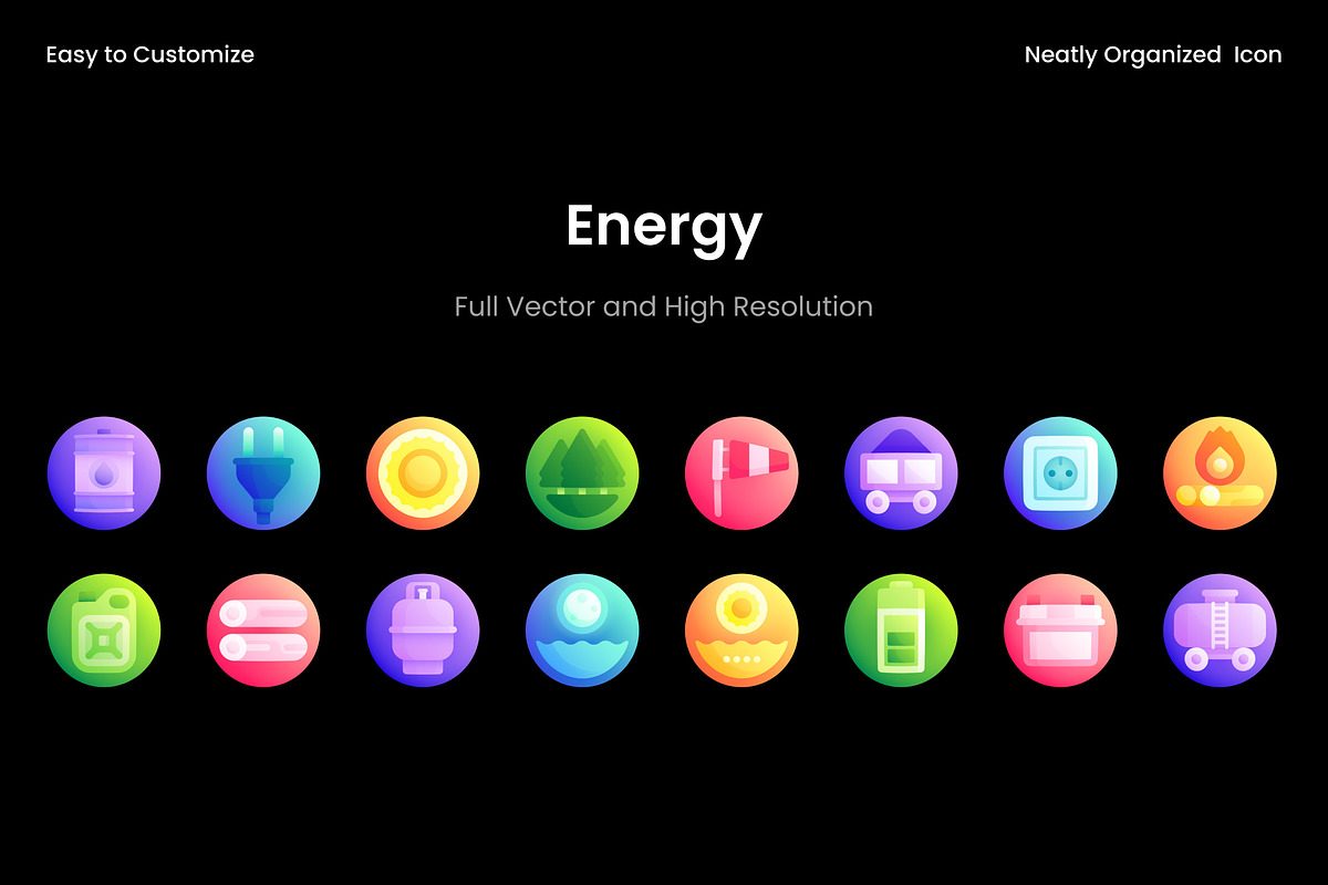 Energy Gradient 3D Icon Set, a Duotone Icon by Wencory (Photo 2 of 2)