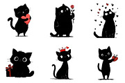 Whimsical Valentine Black Cat Clipar, an Illustration by CreationArt (Thumbnail 4 of 6)