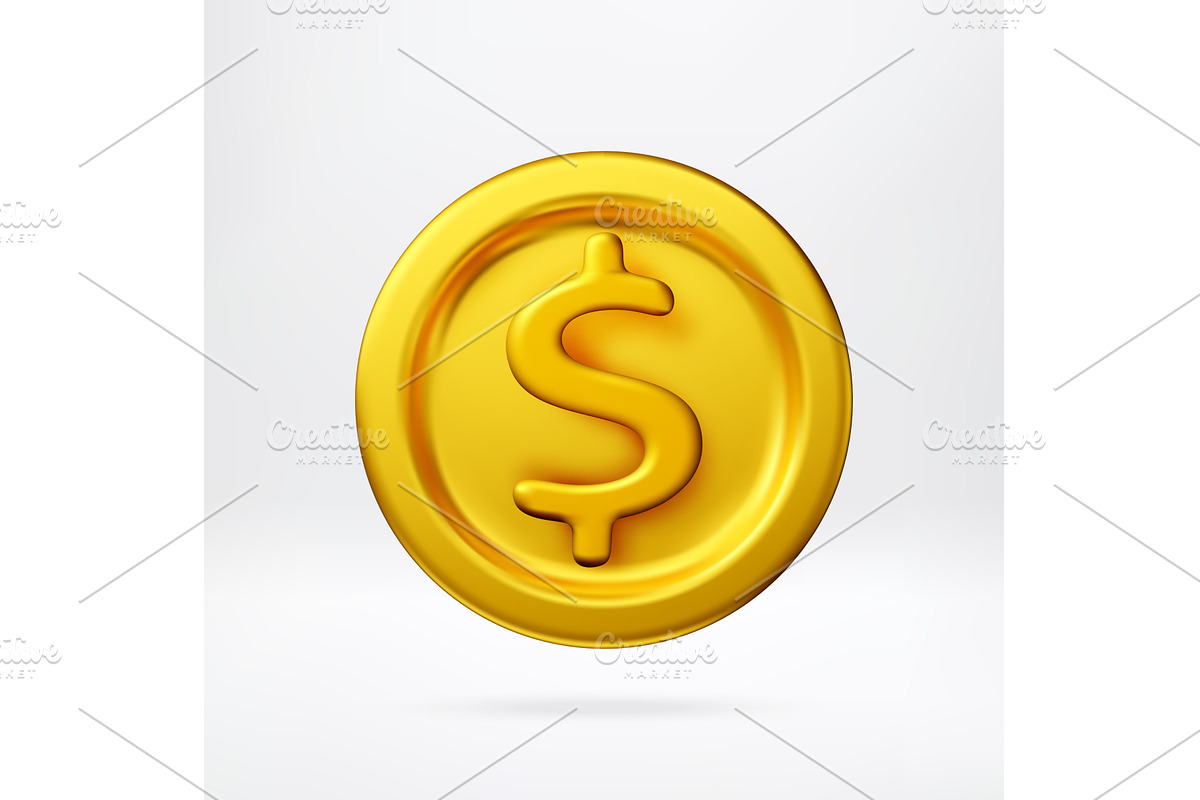 Golden 3d coin with dollar sign., a Finance Illustration by Abscent