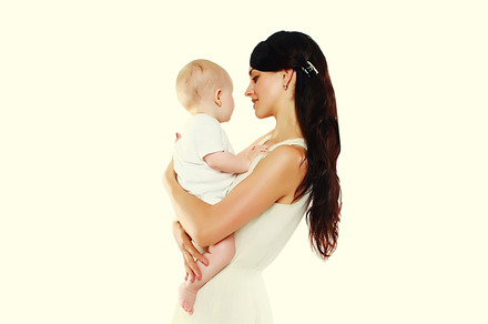 happy young mother holding baby on w, a Person Photo by Rohappy
