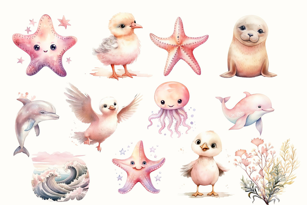 Pink Sea Adventure Clipart, an Illustration by NadiaTheronArt (Photo 3 of 4)
