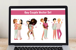 Gay People Vector Valentine Set