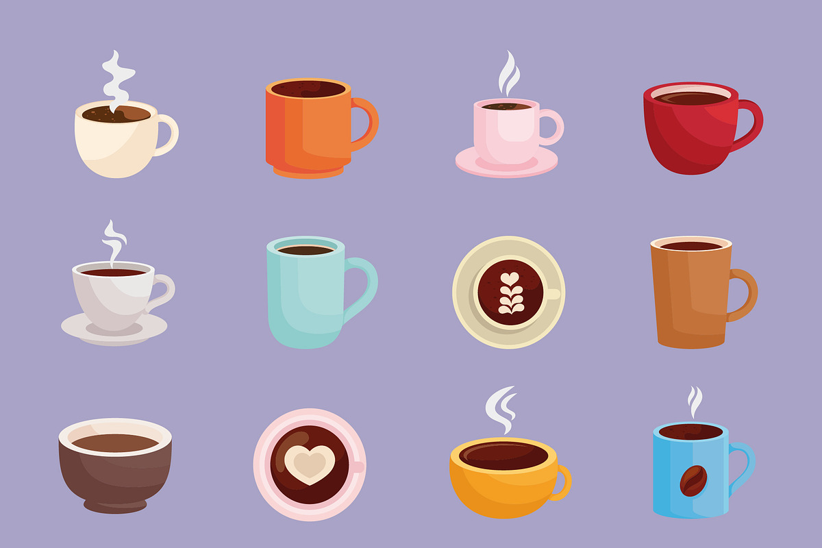Coffee Cups Illustration Set