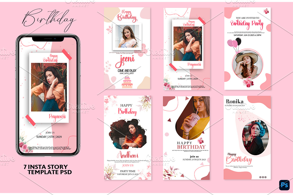 Instagram Stories Templates-Birthday, a Social Media Template by zoomdesigns (Photo 1 of 6)